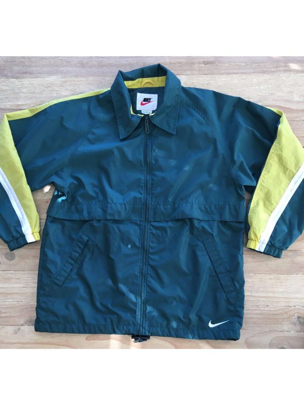 Vintage 90s Nike Windbreaker Jacket Men’s Medium Green Yellow Mesh Lined